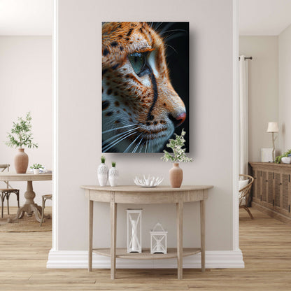 Intense blik van een luipaard in close-up acrylglas