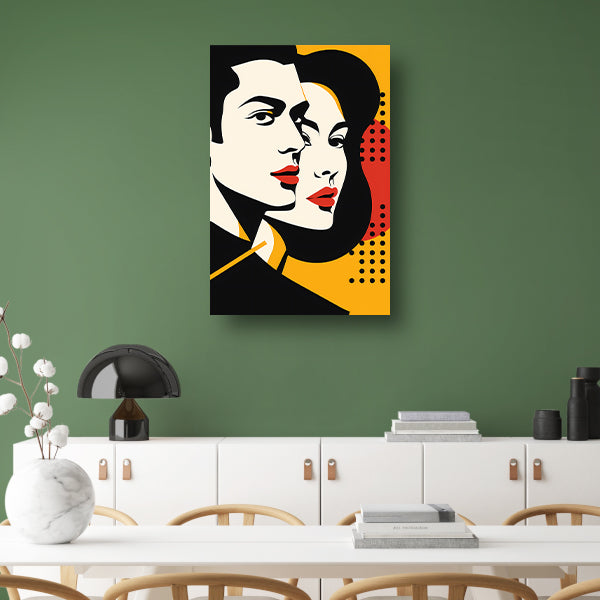 Modern kunstwerk van koppel in popart stijl canvas