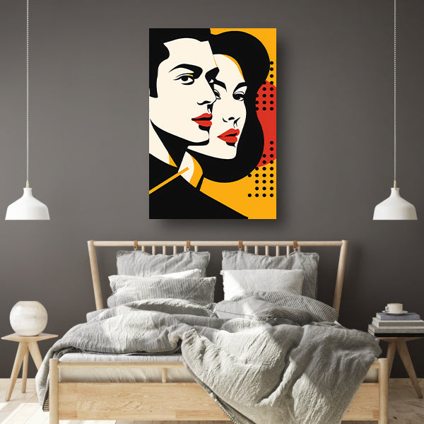 Modern kunstwerk van koppel in popart stijl canvas