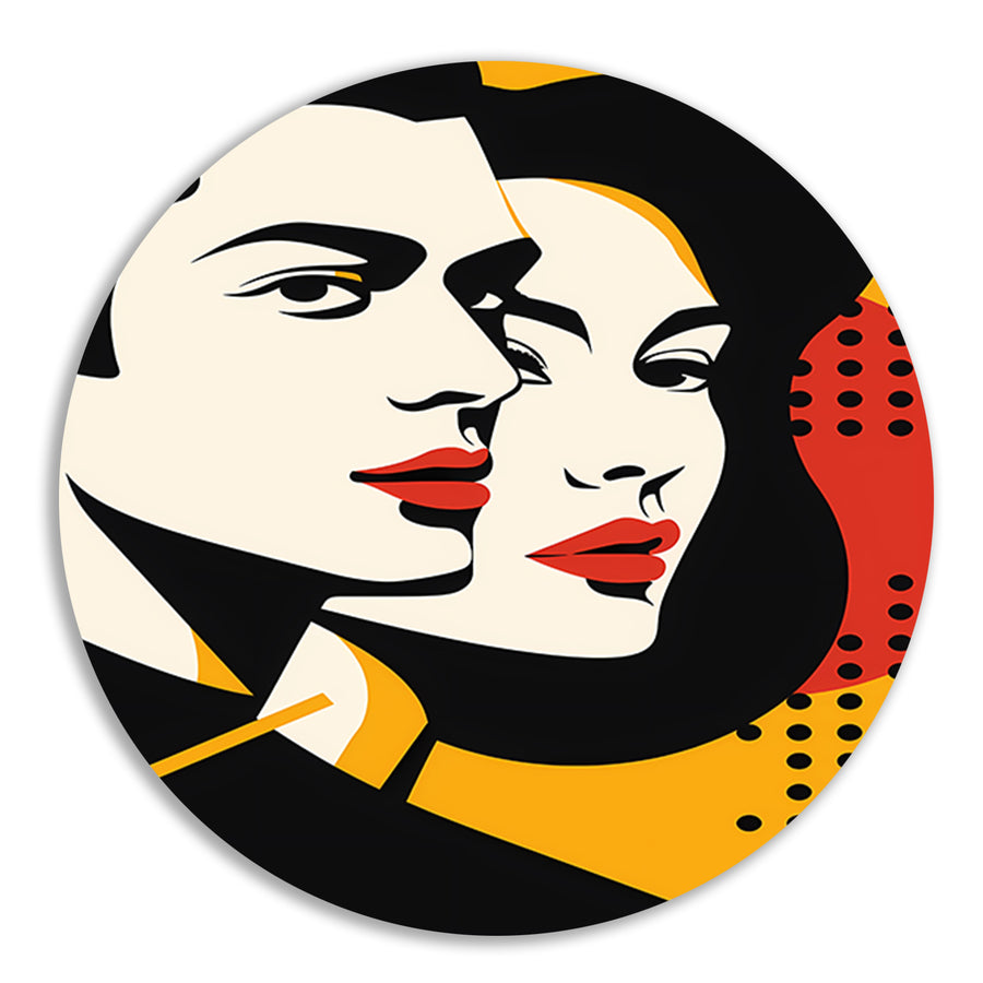Modern kunstwerk van koppel in popart stijl forex muurcirkel