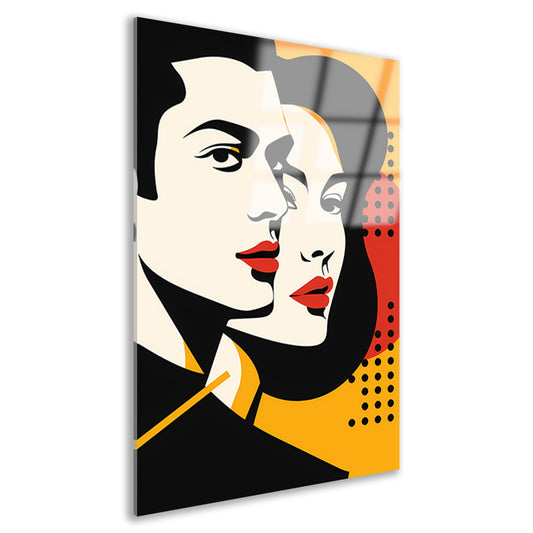 Modern kunstwerk van koppel in popart stijl acrylglas
