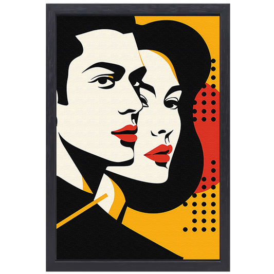 Modern kunstwerk van koppel in popart stijl canvas met baklijst