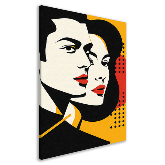 Modern kunstwerk van koppel in popart stijl canvas