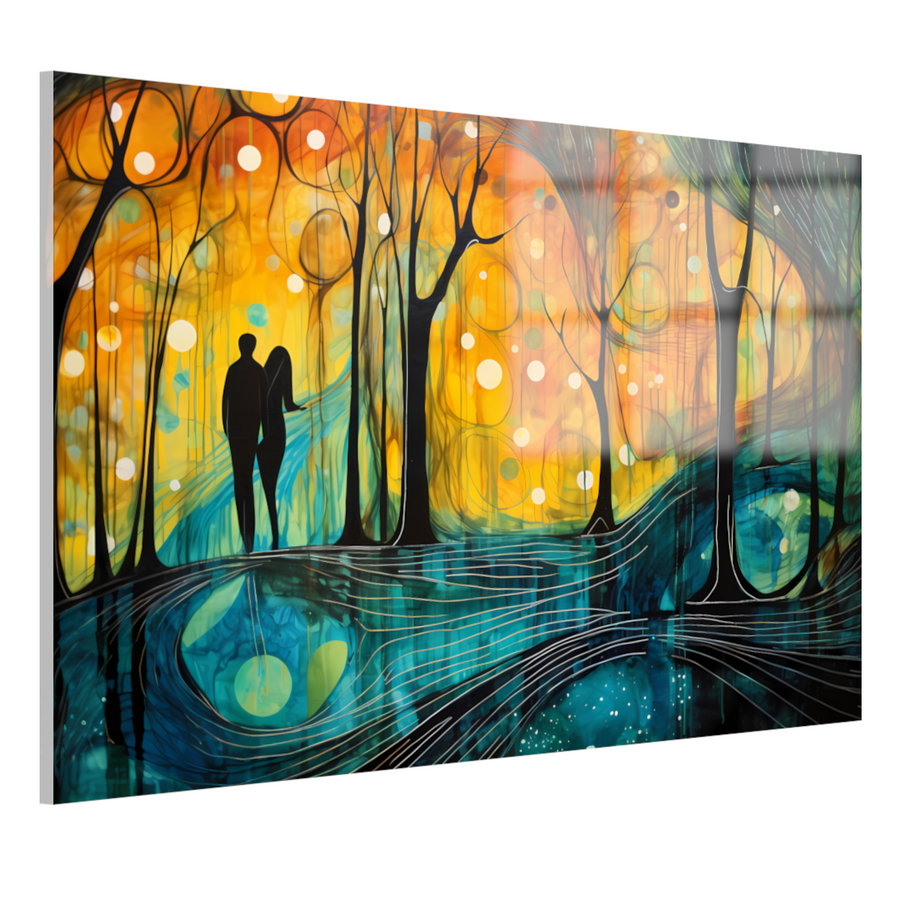 Dans van Kleur in een Bosrijk Silhouet acrylglas