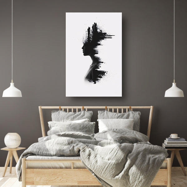 Zwart-wit silhouet met inktvlekken acrylglas