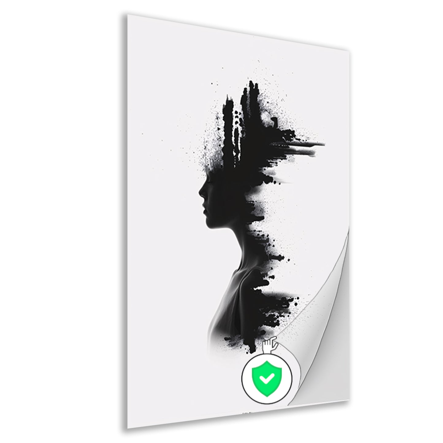 Zwart-wit silhouet met inktvlekken poster