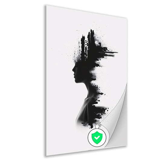 Zwart-wit silhouet met inktvlekken poster