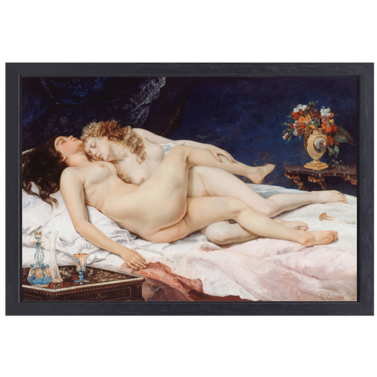 De slapers - Gustave Courbet canvas met baklijst