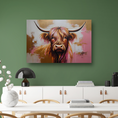 Moderne Highland Koe in Gouden Tinten acrylglas