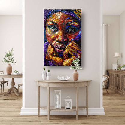 Kleurrijk abstract portret van Afrikaanse vrouw canvas