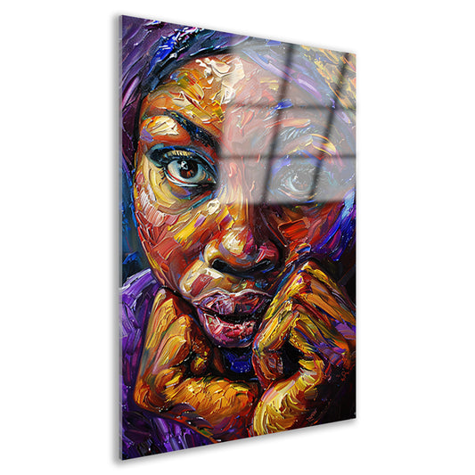 Kleurrijk abstract portret van Afrikaanse vrouw acrylglas