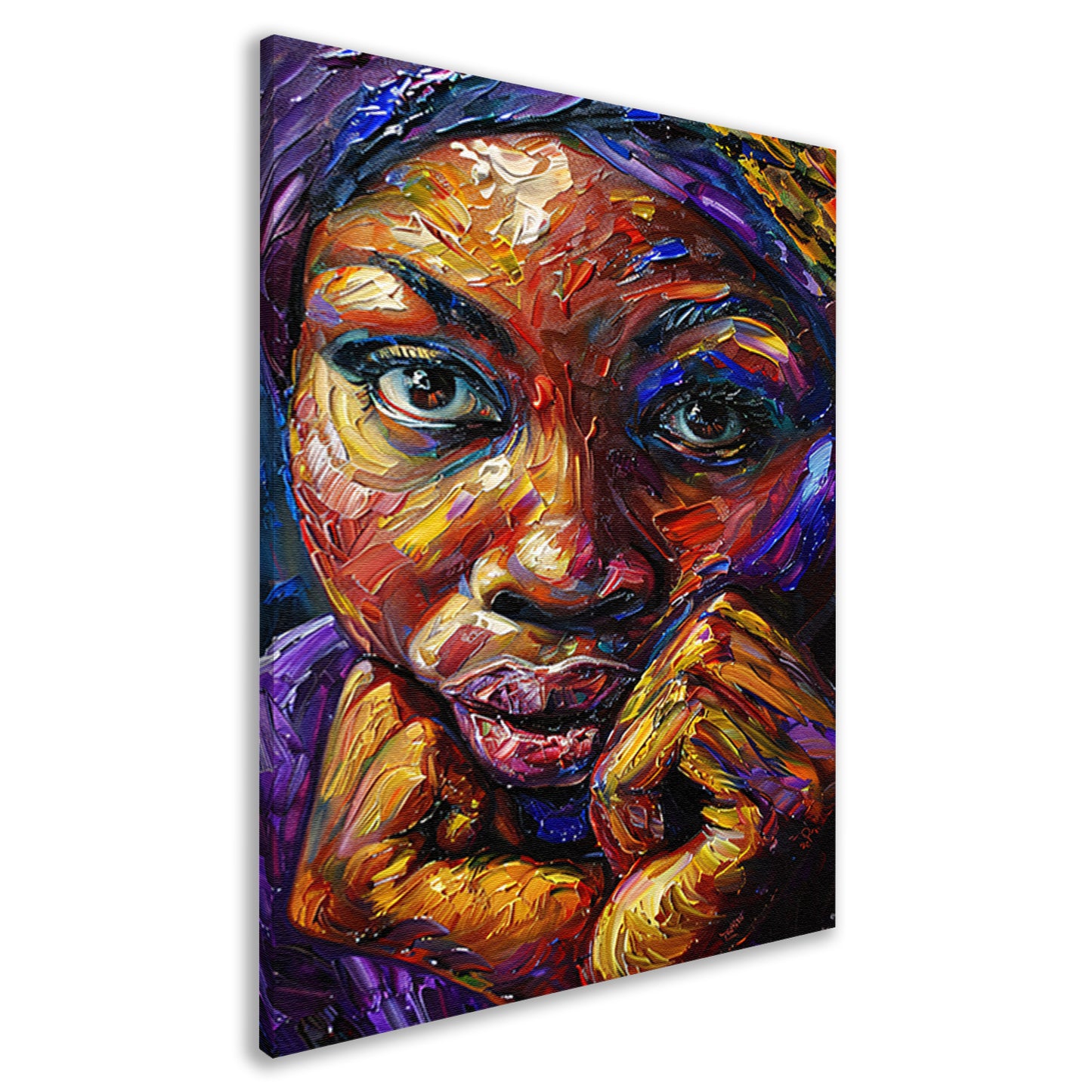 Kleurrijk abstract portret van Afrikaanse vrouw canvas