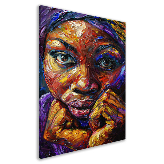 Kleurrijk abstract portret van Afrikaanse vrouw canvas