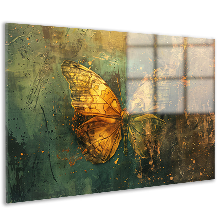 Abstracte vlinder in rustieke stijl schilderij acrylglas