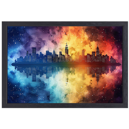 Abstract Stad Skyline canvas met baklijst