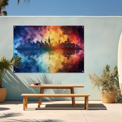 Abstract Stad Skyline tuinposter