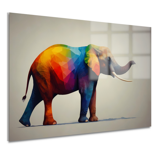 Abstracte veelkleurige olifant in moderne stijl acrylglas