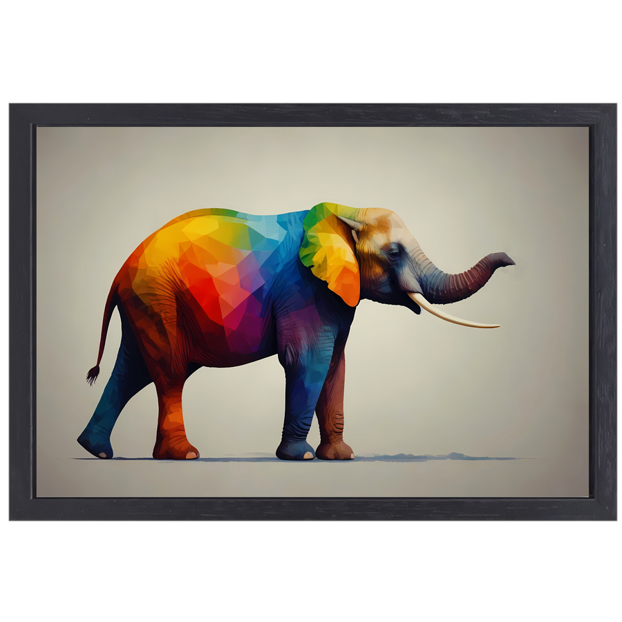 Abstracte veelkleurige olifant in moderne stijl canvas met baklijst