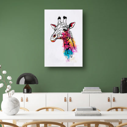 Moderne Kleurrijke Giraffe in Waterverfstijl poster