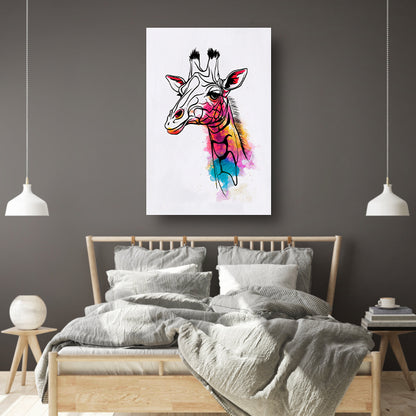 Moderne Kleurrijke Giraffe in Waterverfstijl poster