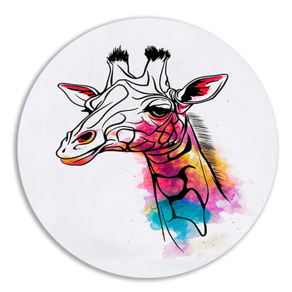 Moderne Kleurrijke Giraffe in Waterverfstijl forex muurcirkel