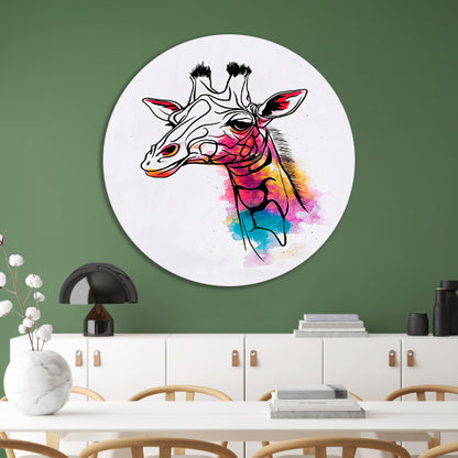 Moderne Kleurrijke Giraffe in Waterverfstijl forex muurcirkel