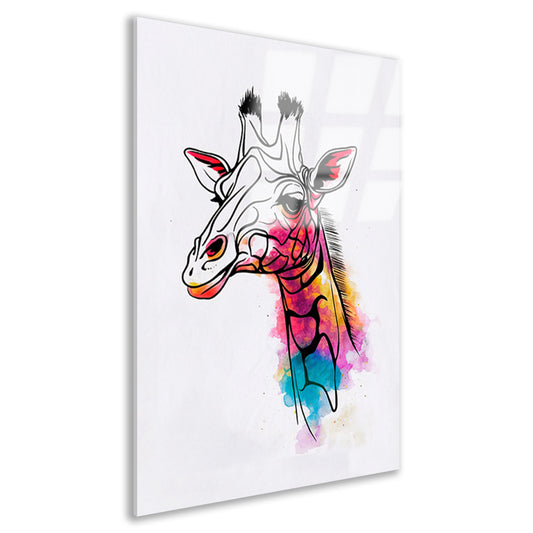 Moderne Kleurrijke Giraffe in Waterverfstijl acrylglas