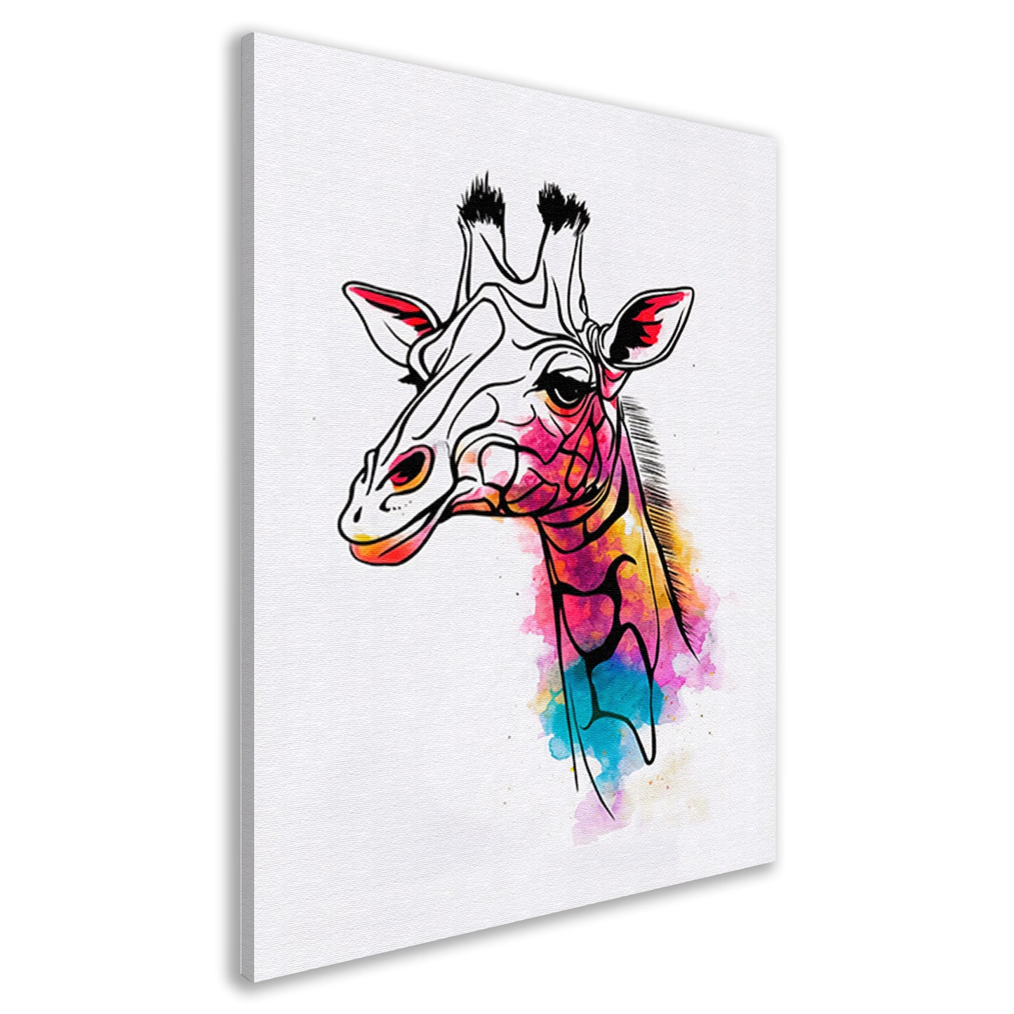 Moderne Kleurrijke Giraffe in Waterverfstijl canvas