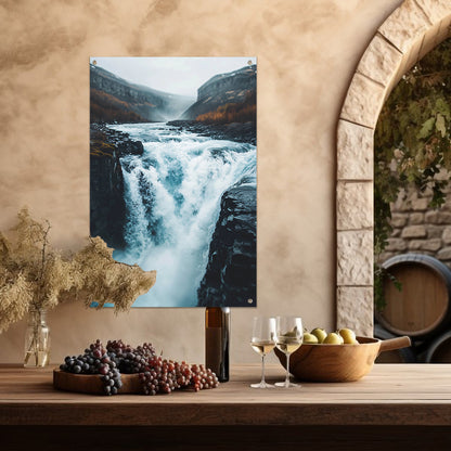 Krachtige Waterval in Ruige Natuur tuinposter