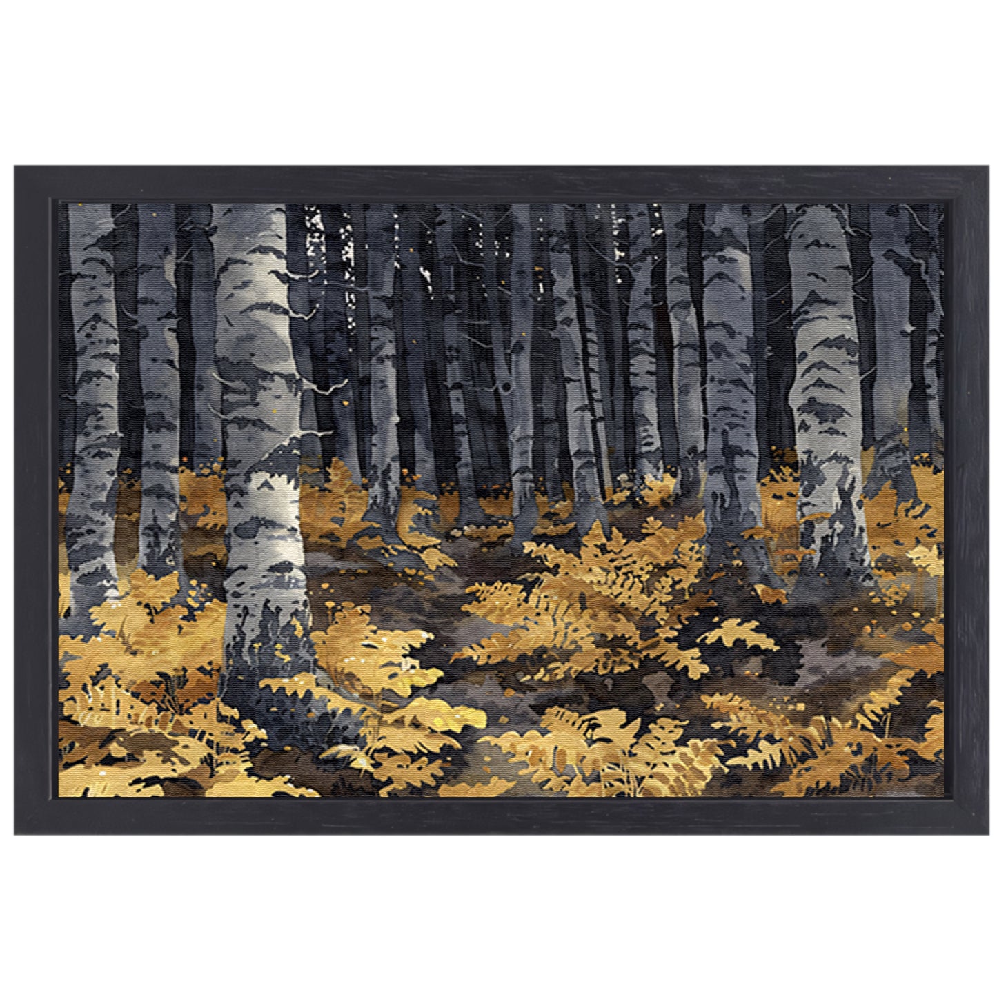 Realistisch schilderij van bomen en varens canvas met baklijst