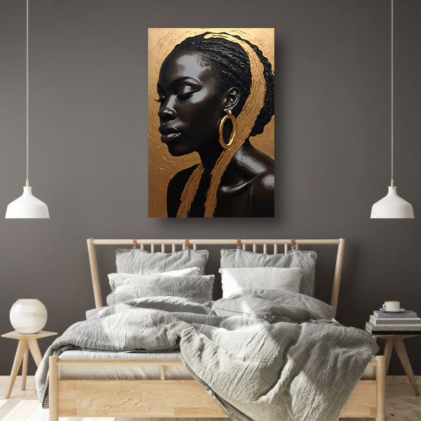 Zwart profiel met gouden accenten poster