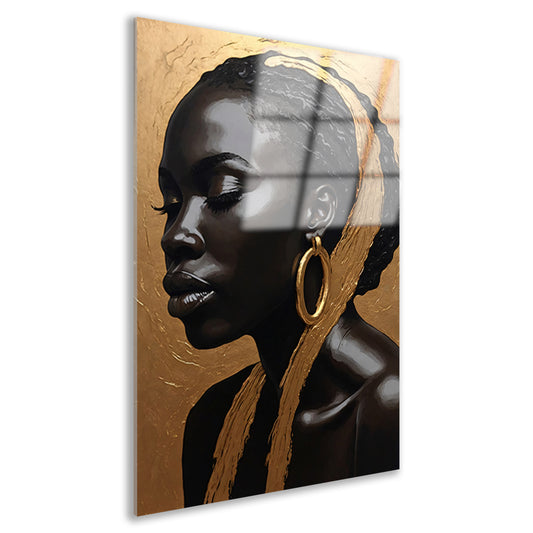 Zwart profiel met gouden accenten acrylglas