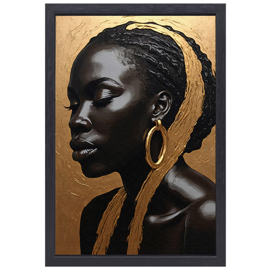 Zwart profiel met gouden accenten canvas met baklijst