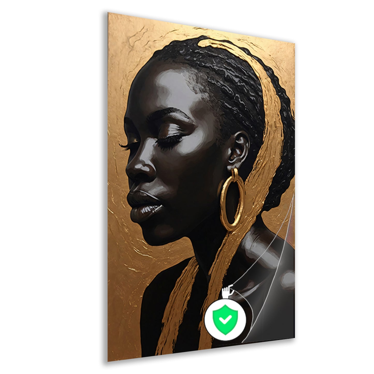 Zwart profiel met gouden accenten poster