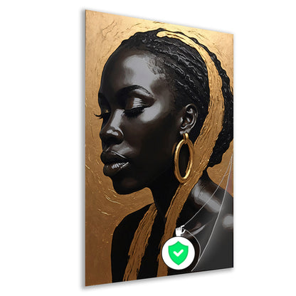 Zwart profiel met gouden accenten poster