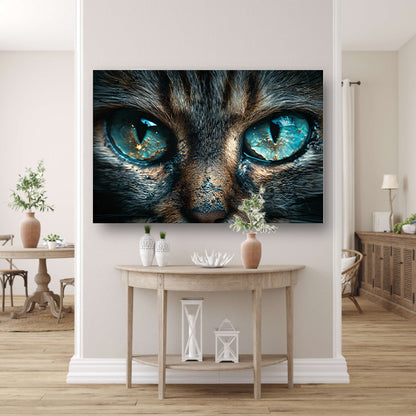 Betoverende kat met stralende blauwe ogen canvas met baklijst