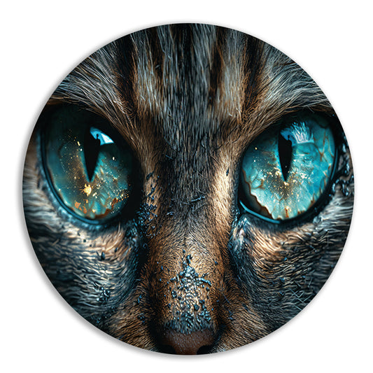 Betoverende kat met stralende blauwe ogen aluminium muurcirkel