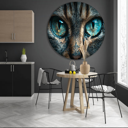 Betoverende kat met stralende blauwe ogen aluminium muurcirkel