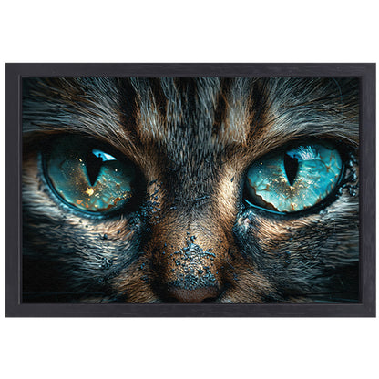 Betoverende kat met stralende blauwe ogen canvas met baklijst