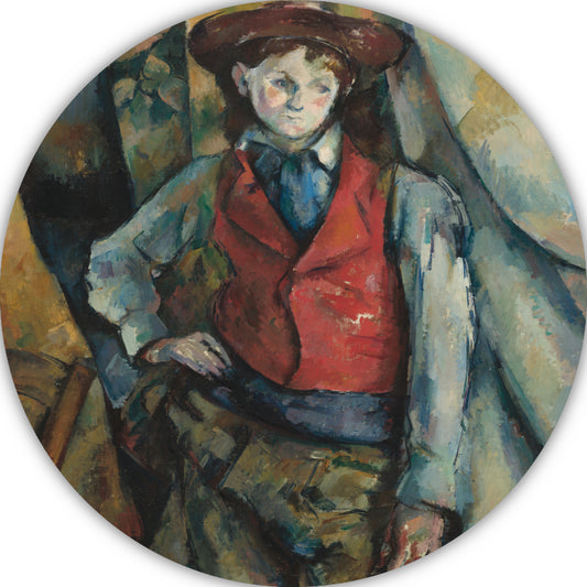 Jongen in een rood vest - Paul Cézanne aluminium muurcirkel