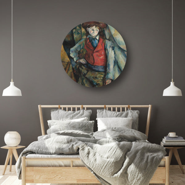 Jongen in een rood vest - Paul Cézanne aluminium muurcirkel