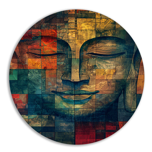Abstracte Boeddha in kleurrijke kubistische stijl forex muurcirkel
