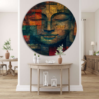 Abstracte Boeddha in kleurrijke kubistische stijl forex muurcirkel