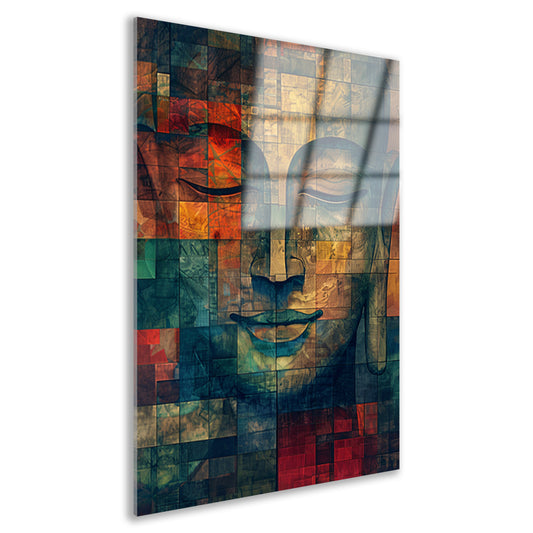 Abstracte Boeddha in kleurrijke kubistische stijl acrylglas