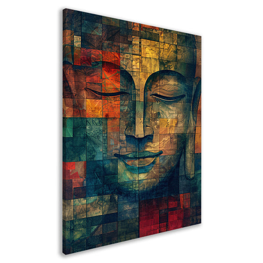 Abstracte Boeddha in kleurrijke kubistische stijl canvas