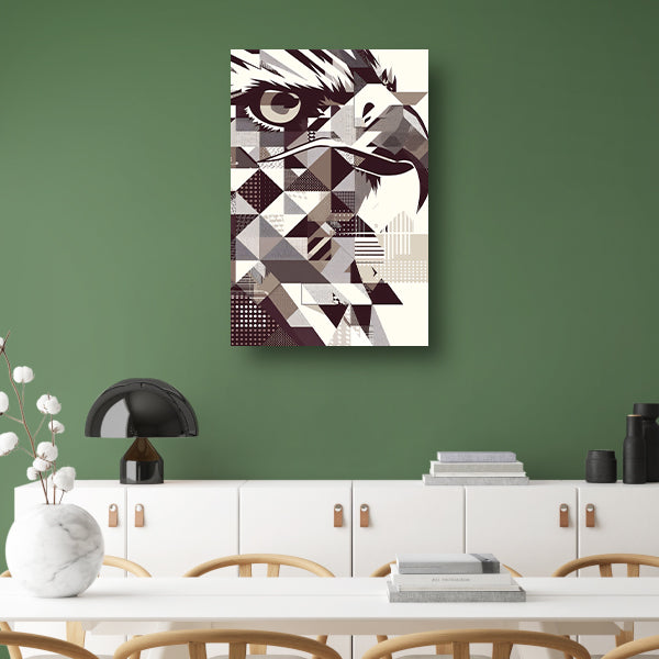 Abstract Geometrische Adelaar in Zwart-Wit canvas met baklijst