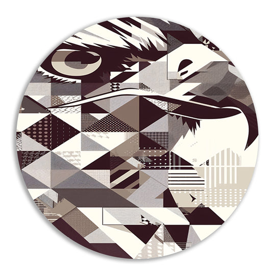 Abstract Geometrische Adelaar in Zwart-Wit aluminium muurcirkel