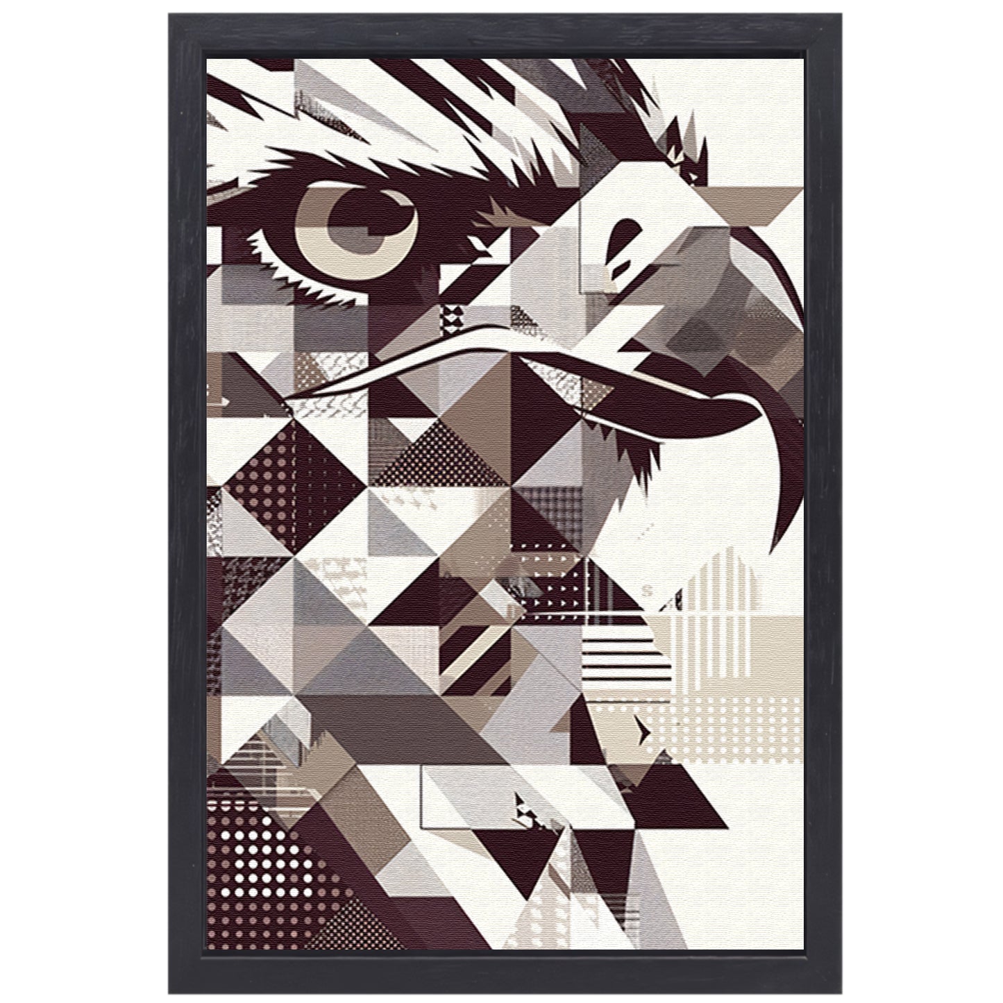 Abstract Geometrische Adelaar in Zwart-Wit canvas met baklijst