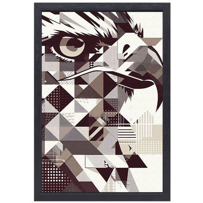 Abstract Geometrische Adelaar in Zwart-Wit canvas met baklijst