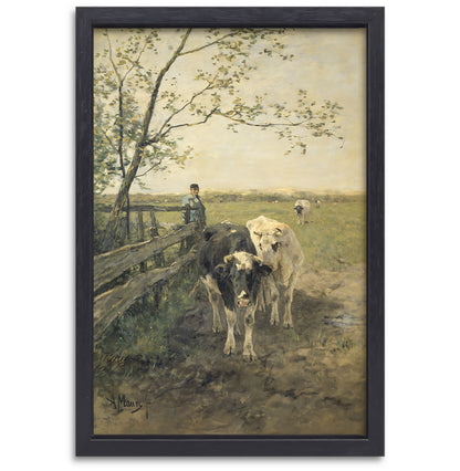 De Melkbocht - Anton Mauve canvas met baklijst